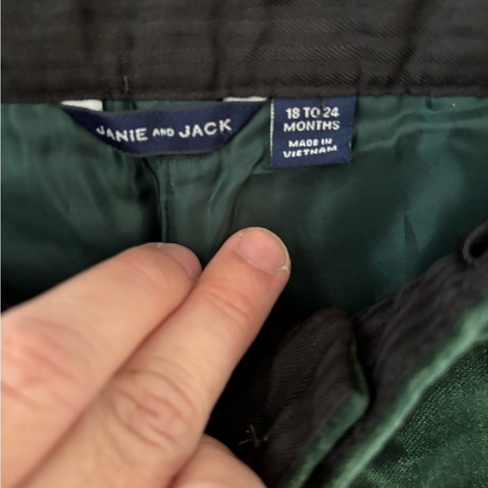 Janie and Jack velvet Green pants